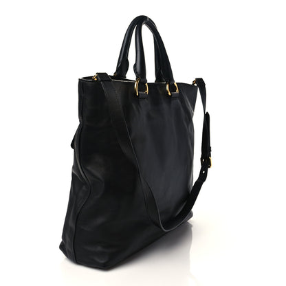 Prada Soft Calf Shopping Tote Black 3 of 6