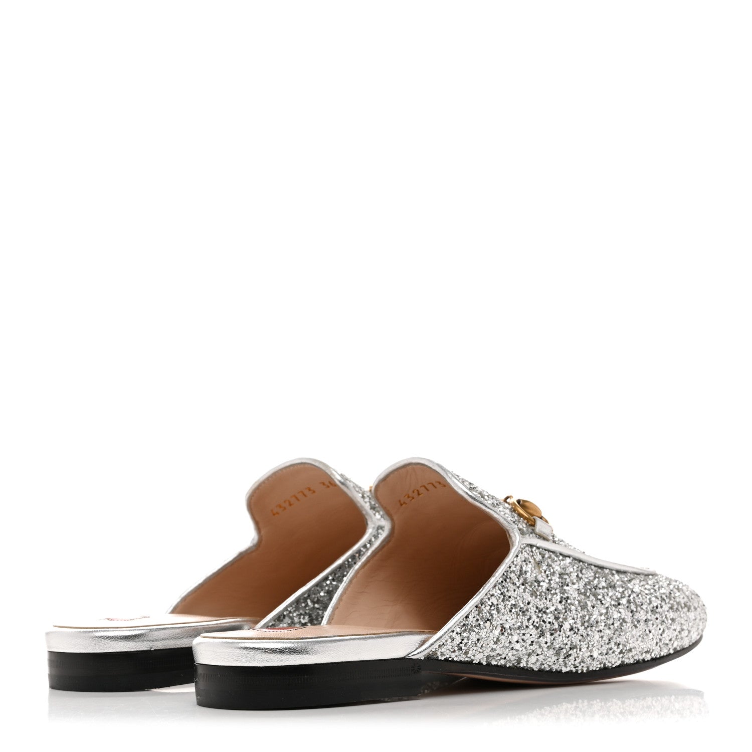 Gucci Glitter Womens Princetown Slippers 36 Silver 5 of 10