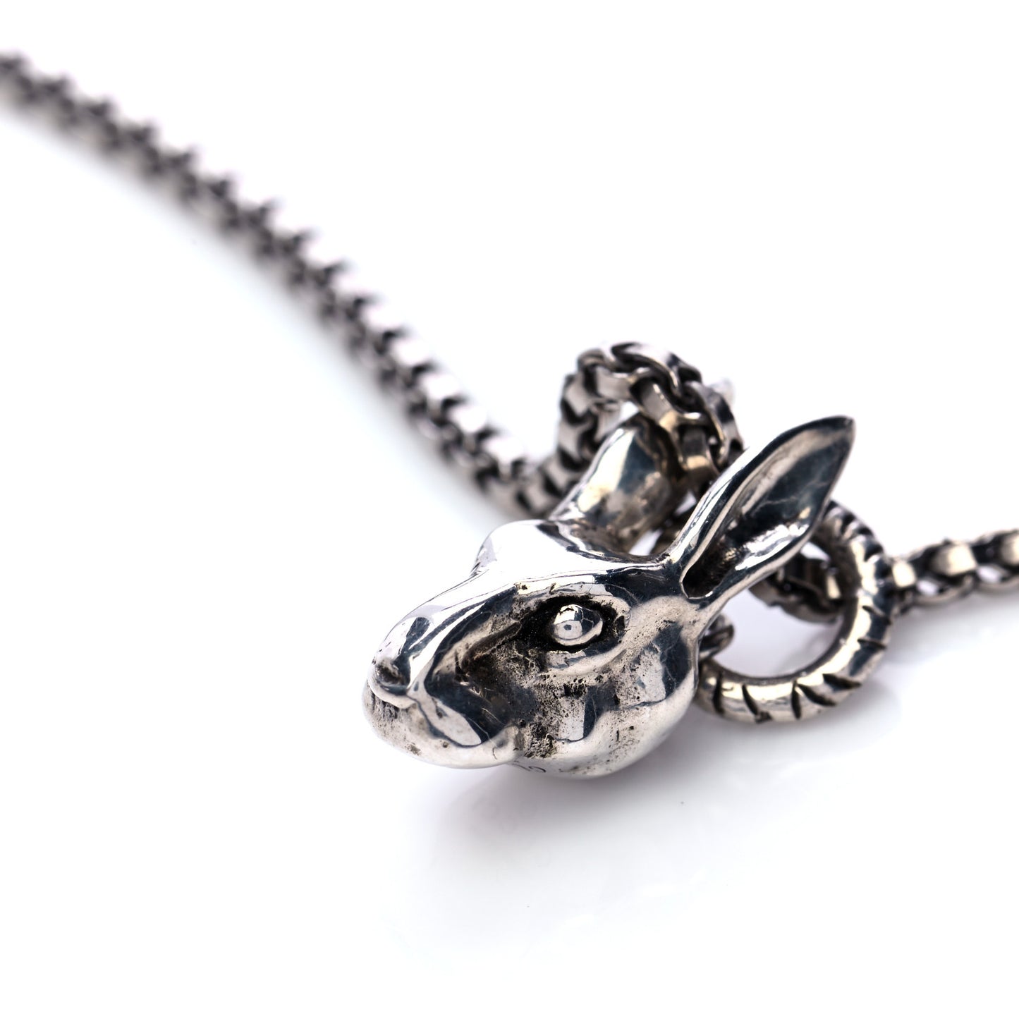 Sterling Silver Anger Forest Rabbit Head Necklace