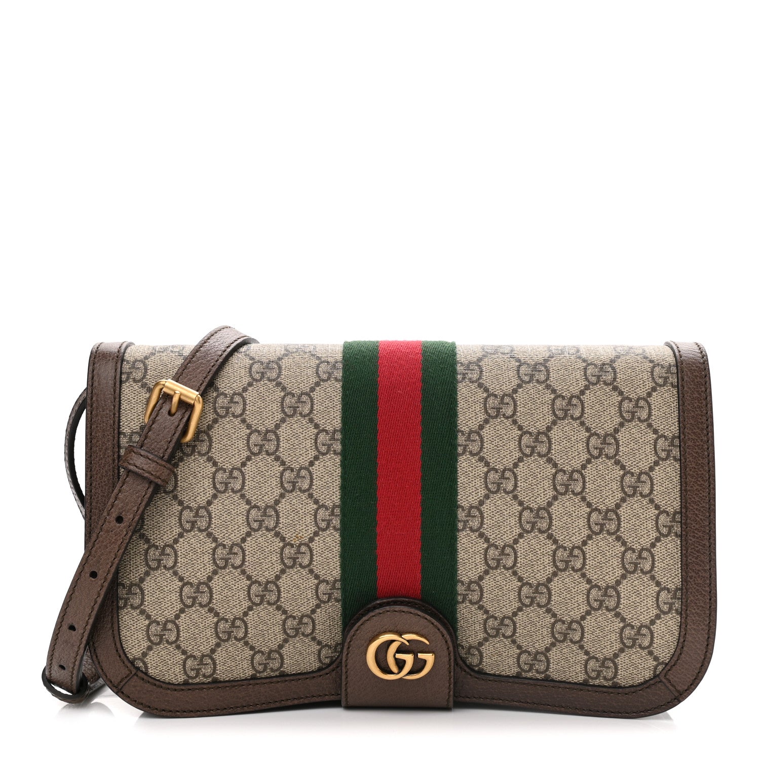 Gucci GG Supreme Monogram Web Ophidia Flap Messenger Bag Beige New Acero 1 of 10
