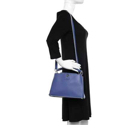 Louis Vuitton Taurillon Capucines PM Blue White 2 of 12