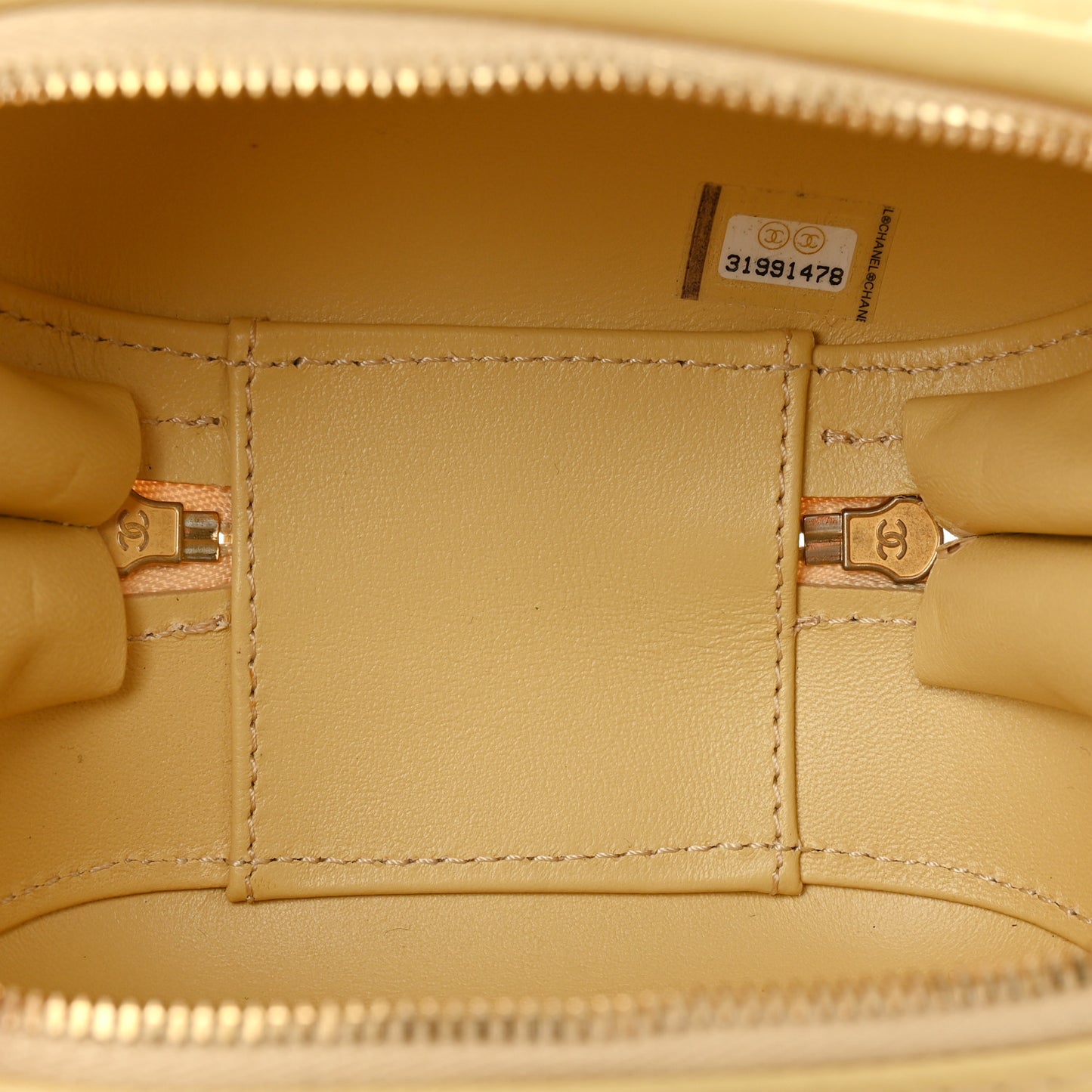 Lambskin Quilted CC Bubble Vanity Case With Chain Light Yellow