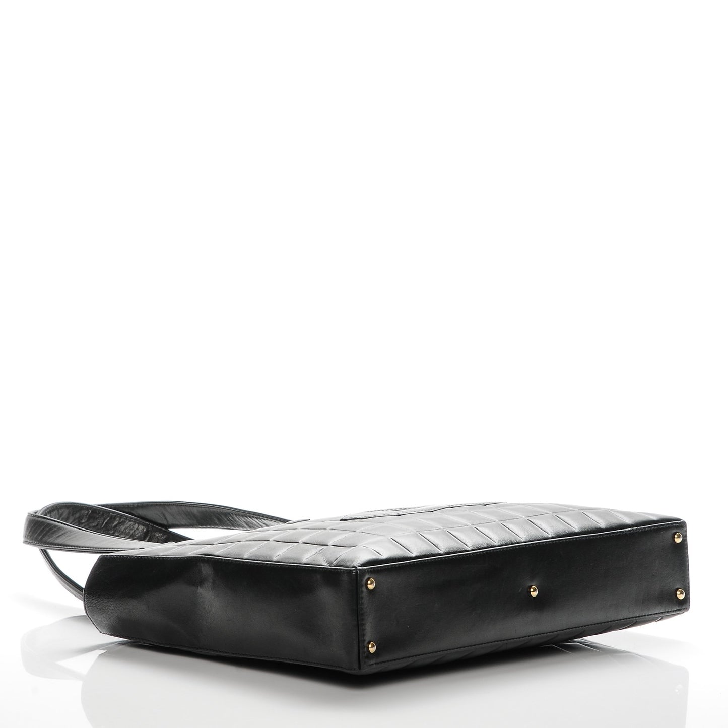 Lambskin Quilted Chocolate Bar Tote Black