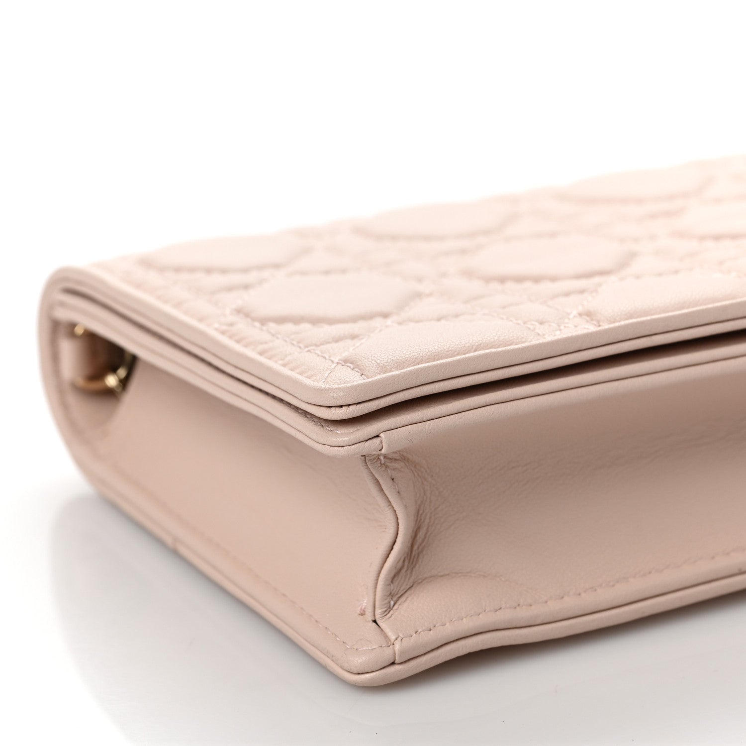 Christian Dior Lambskin Cannage Lady Dior Chain Wallet Beige 8 of 9