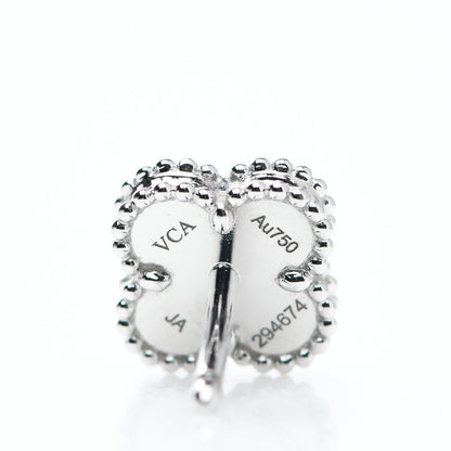 Van Cleef & Arpels 18K White Gold Mother of Pearl Sweet Alhambra Earrings 4 of 5