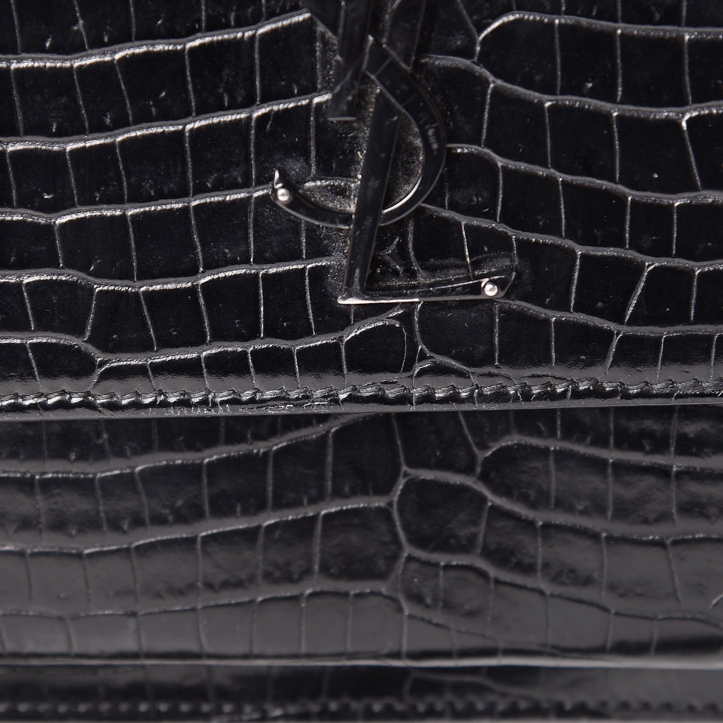 Calfskin Crocodile Embossed Medium Monochrome Monogram Sunset Black