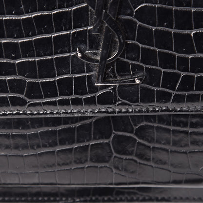 Saint Laurent Calfskin Crocodile Embossed Medium Monochrome Monogram Sunset Black 22 of 22