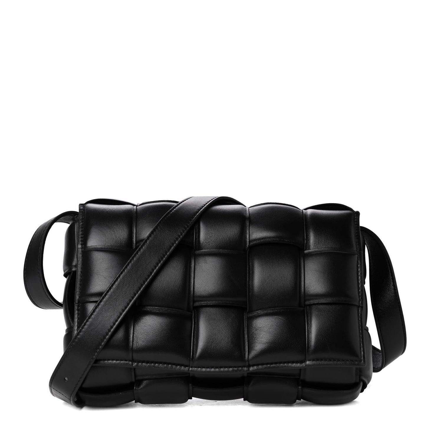 Nappa Maxi Intreccio Padded Cassette Crossbody Bag Black