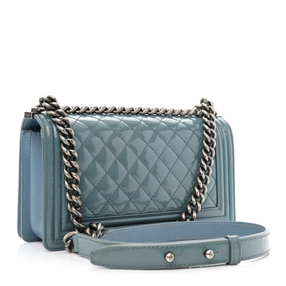 Chanel Patent Calfskin Medium Plexiglass Boy Flap Light Blue 3 of 13