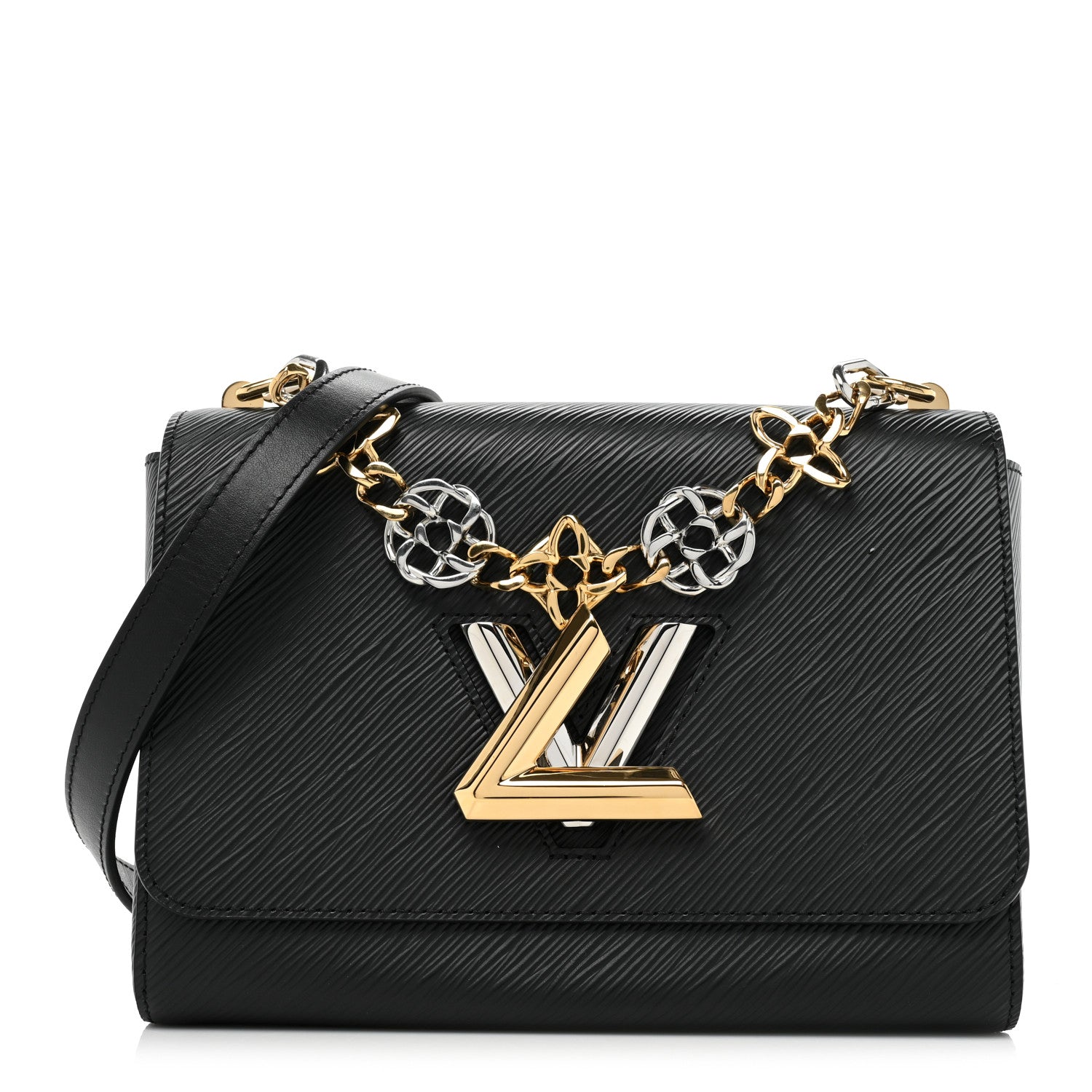 Louis Vuitton Epi Twist Flowers Chain Shoulder Bag MM Black 1 of 9