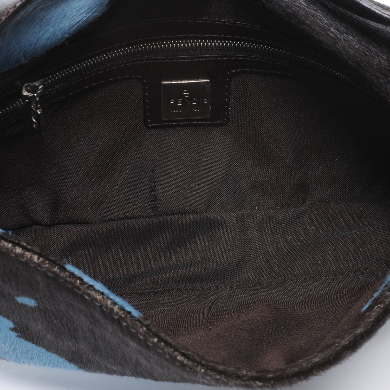 Fendi Pony Hair Cow Print Baguette Blue Black 6 of 8