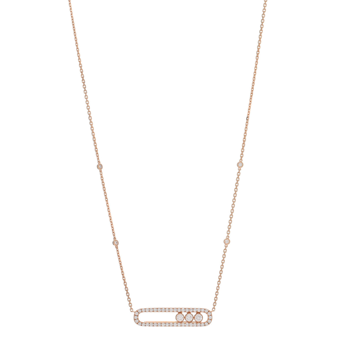 18K Rose Gold Diamond Move Pave Necklace