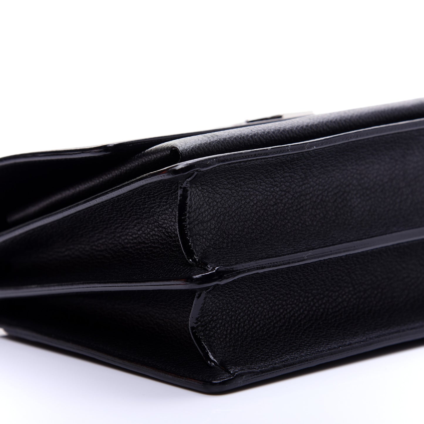 Grained Calfskin Medium Monogram Sunset Satchel Black