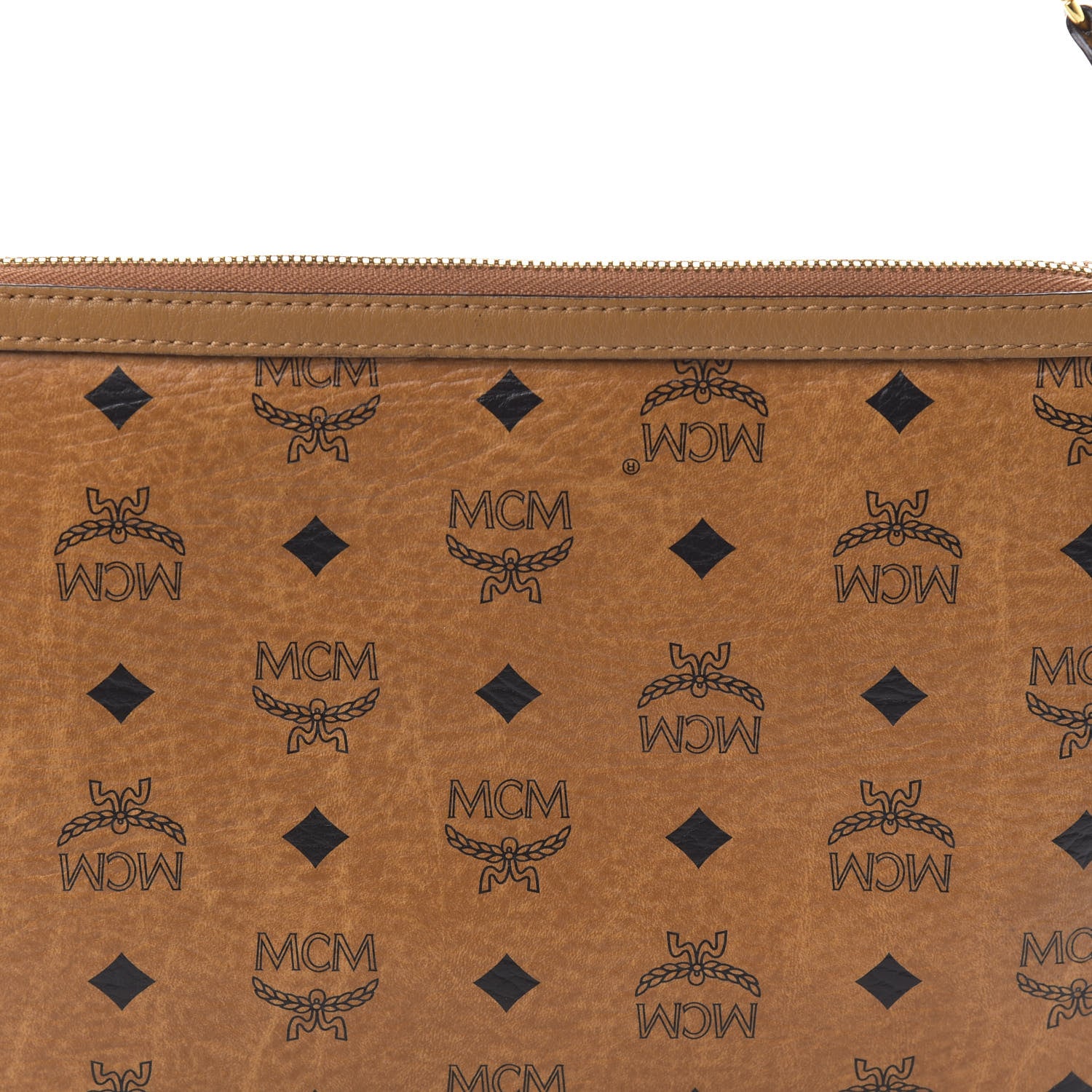 MCM Visetos Liz Shopper Tote Pouch Cognac 11 of 12