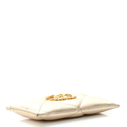 Chanel Metallic Lambskin Quilted Chanel 19 Card Holder Gold 3 of 10