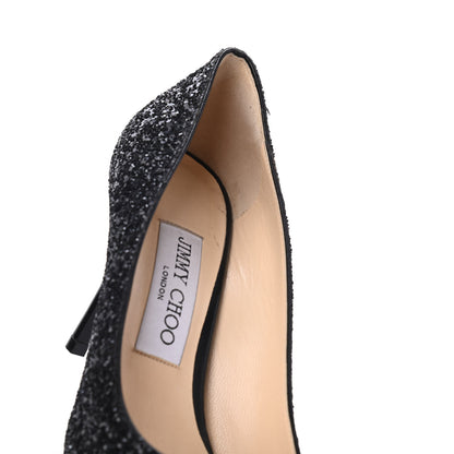 Jimmy Choo Coarse Glitter Pointy Toe Romy 85 Pumps 37 Black 14 of 18