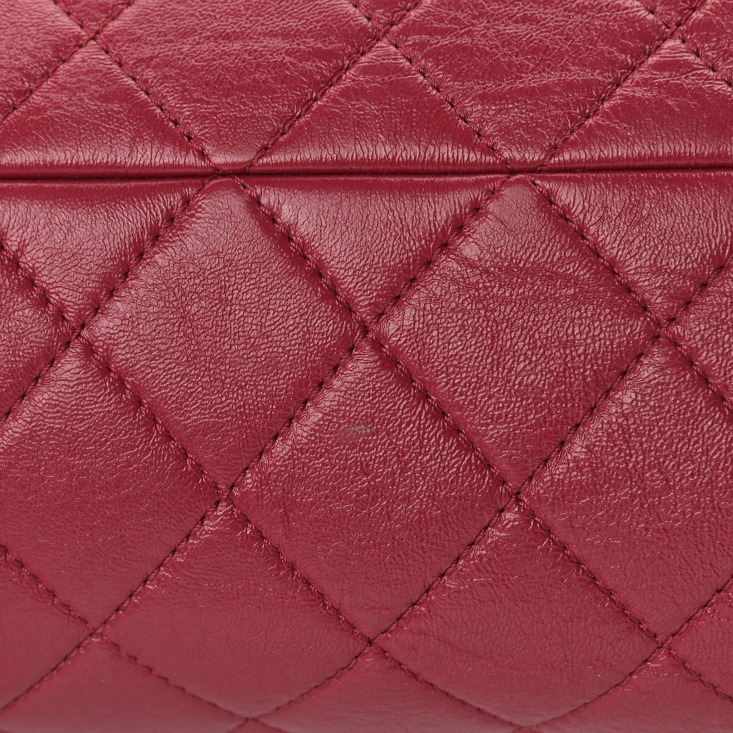 Shiny Lambskin Quilted Fashion Therapy Bowling Bag Red
