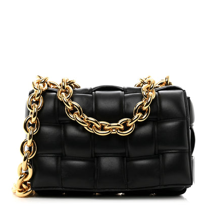 Bottega Veneta Lambskin Maxi Intreccio Padded Chain Cassette Crossbody Bag Black 1 of 9