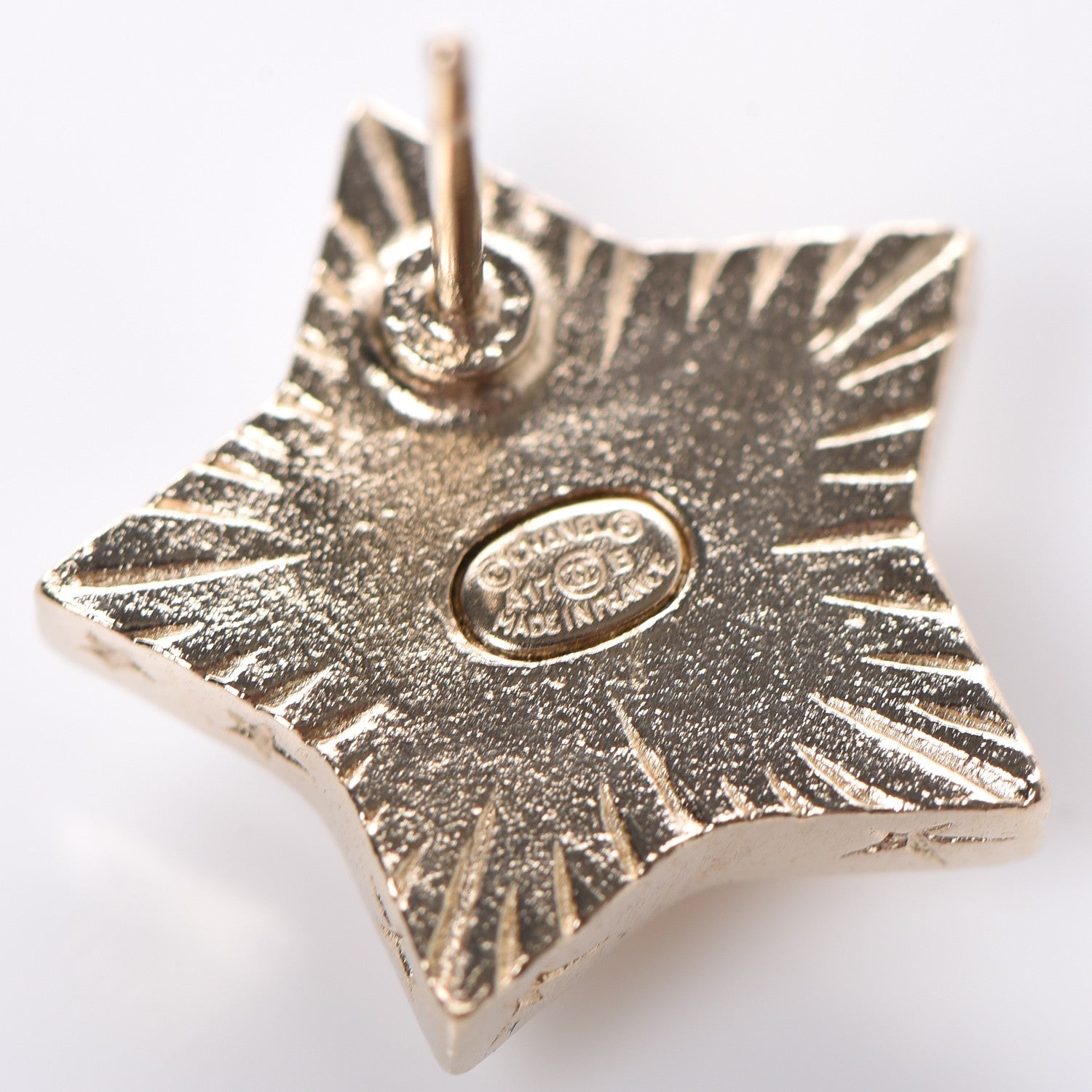 Chanel Metal Resin Star CC Earrings Silver Gold 5 of 6