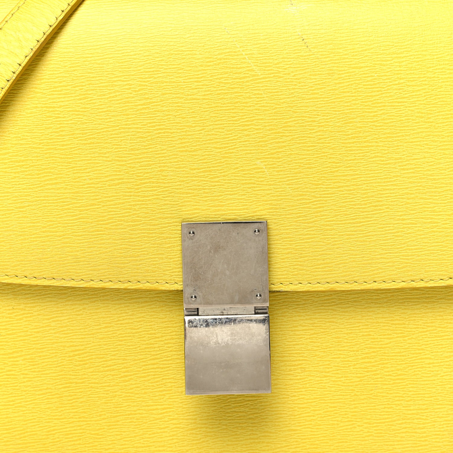 Celine Liege Calfskin Medium Classic Box Flap Bag Fluo Yellow 9 of 14