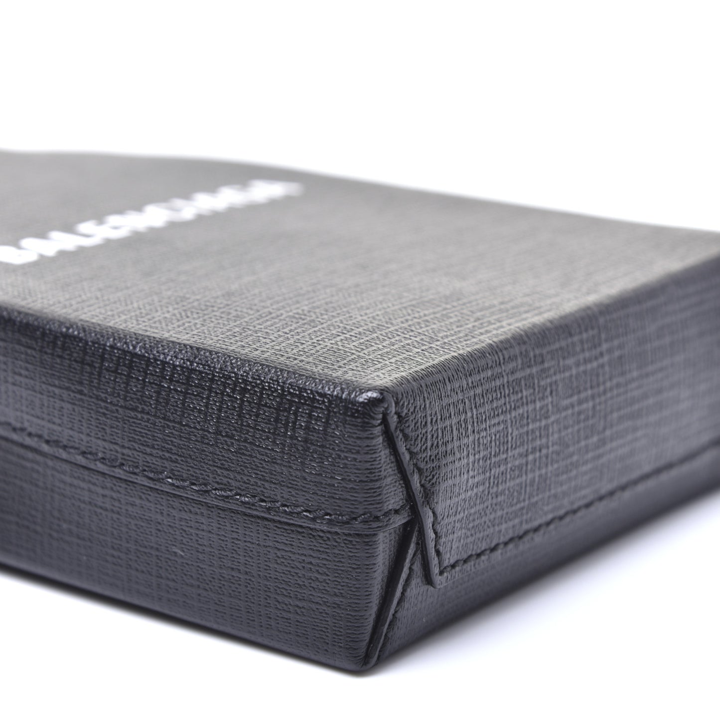 Squared Calfskin Logo Shopping Phone Holder Bag Black