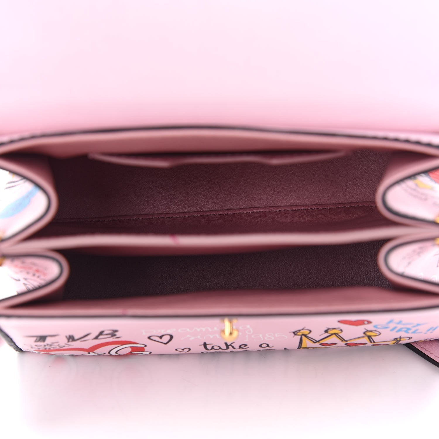 Dolce & Gabbana Calfskin Graffiti Printed Welcome Satchel Pink Black 5 of 8
