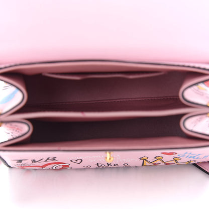 Dolce & Gabbana Calfskin Graffiti Printed Welcome Satchel Pink Black 5 of 8