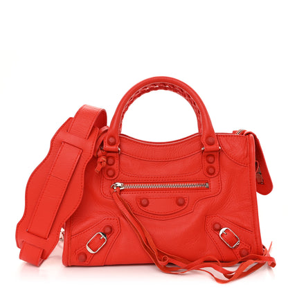 Balenciaga Matte Goatskin Rubber Covered Classic Hardware Mini City Rouge Coquelicot Rouge Braise 1 of 12