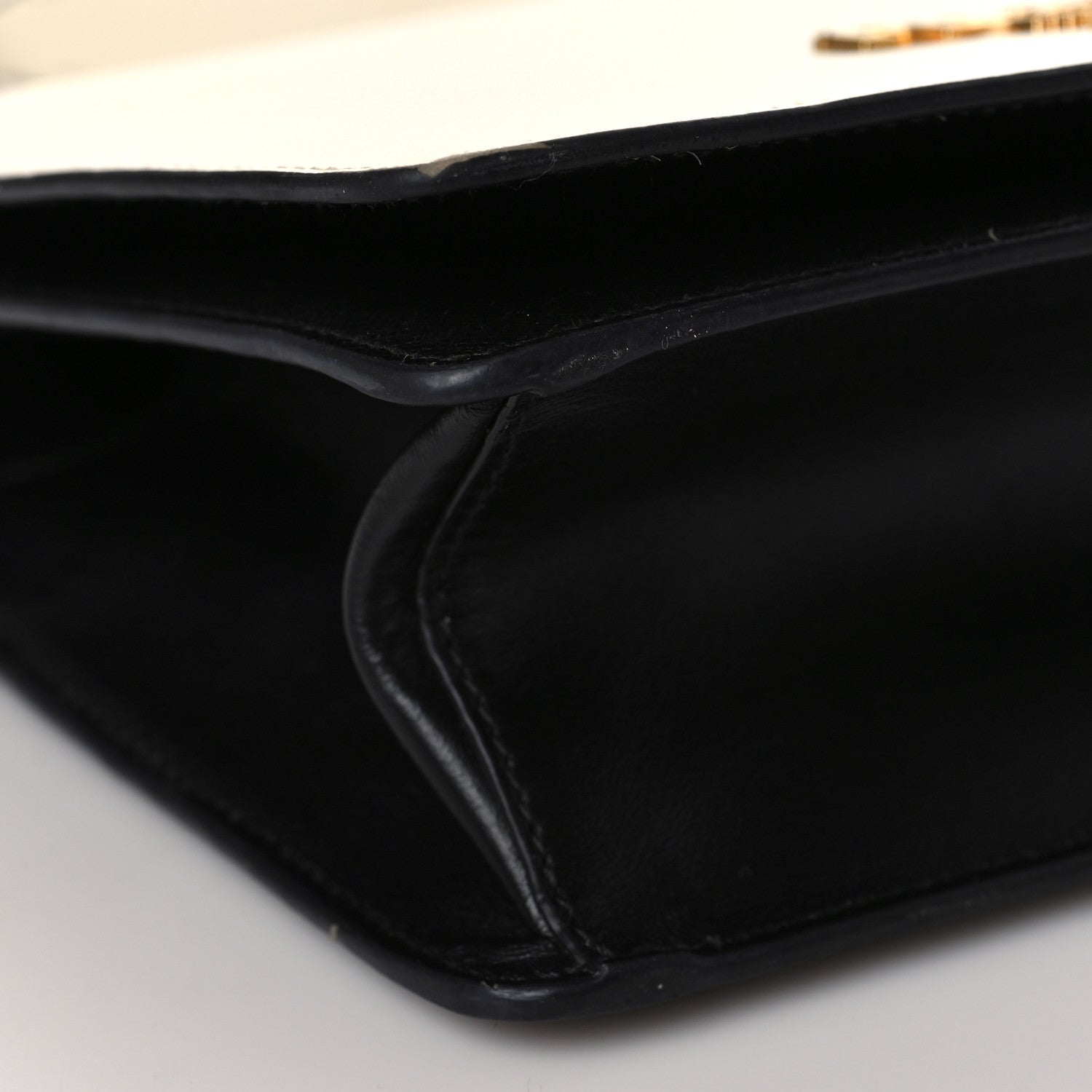 Prada Saffiano Chain Shoulder Bag White Black 7 of 8