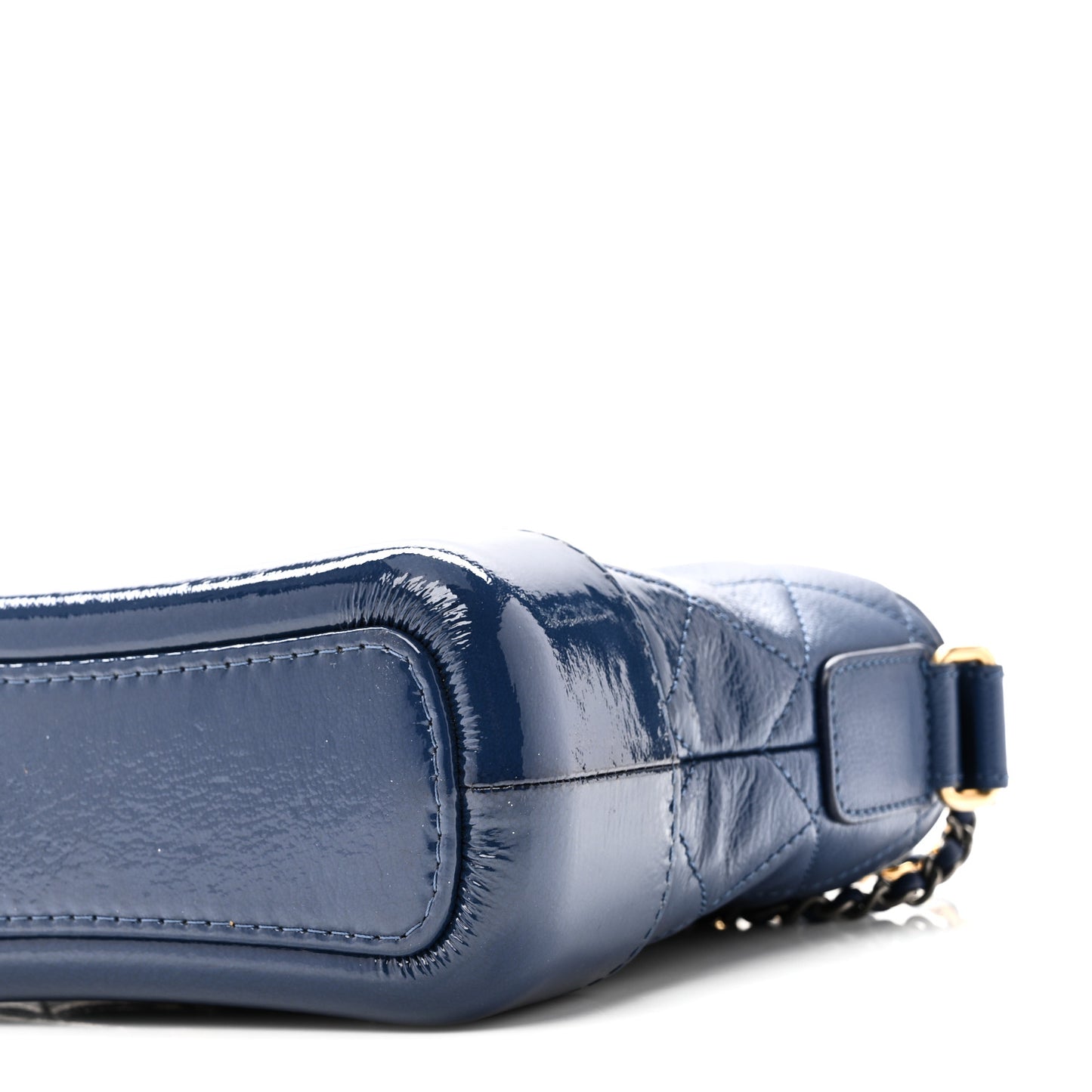 Patent Goatskin Quilted Small Gabrielle Hobo Blue