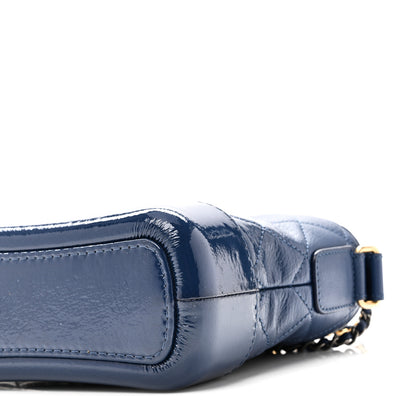 Chanel Patent Goatskin Quilted Small Gabrielle Hobo Blue 10 of 10