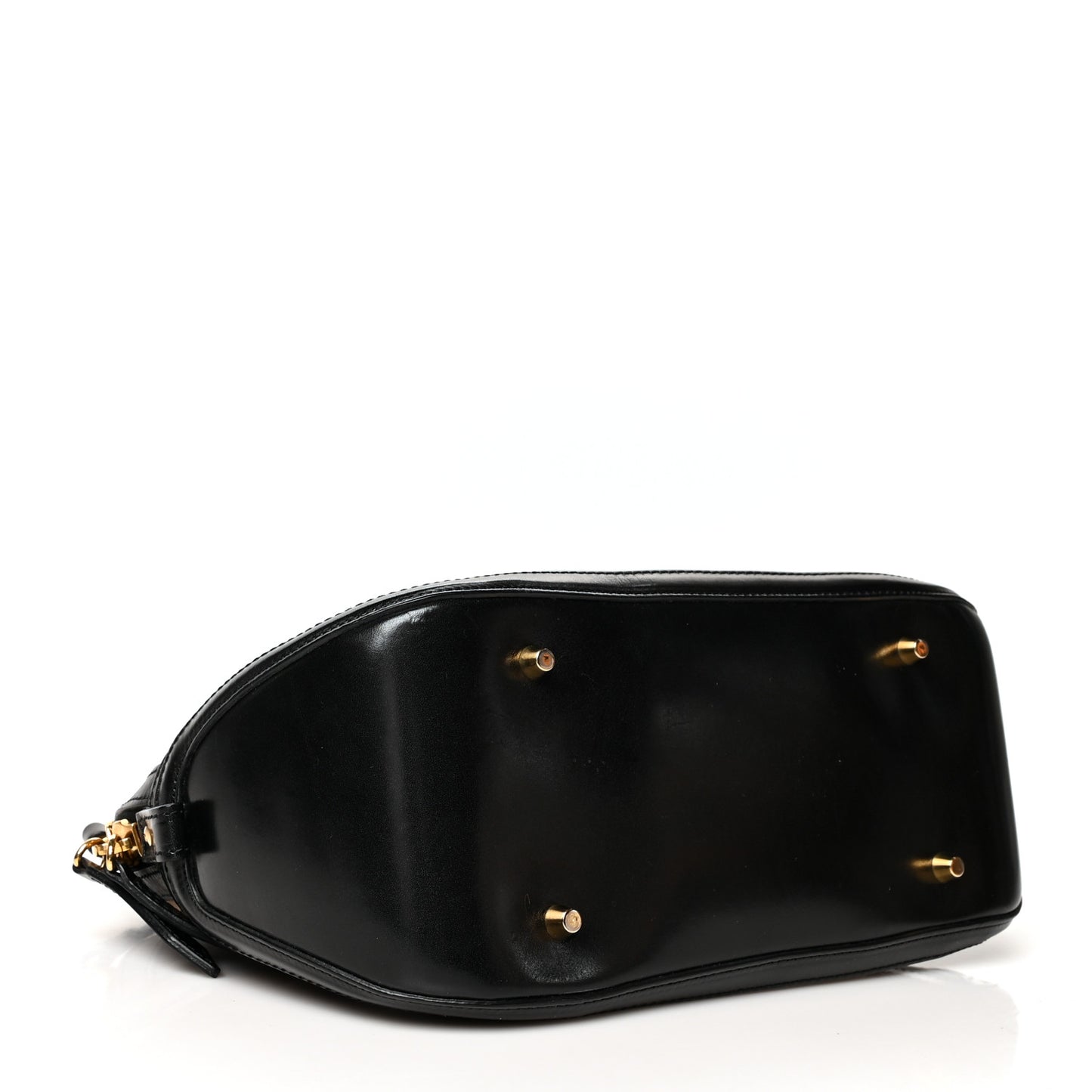 Bridle Calfskin House Check Small Orchard Bowling Bag Black