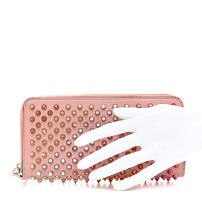 Christian Louboutin Calfskin Panettone Spiked Zip Around Wallet Pink Multicolor 2 of 8