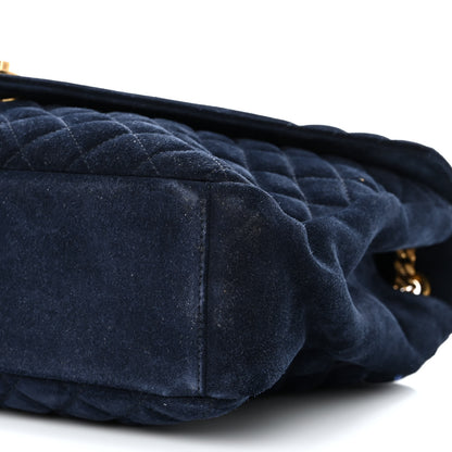 Saint Laurent Suede Mixed Matelasse Triquilt Large Monogram Envelope Satchel Navy Blue 11 of 11