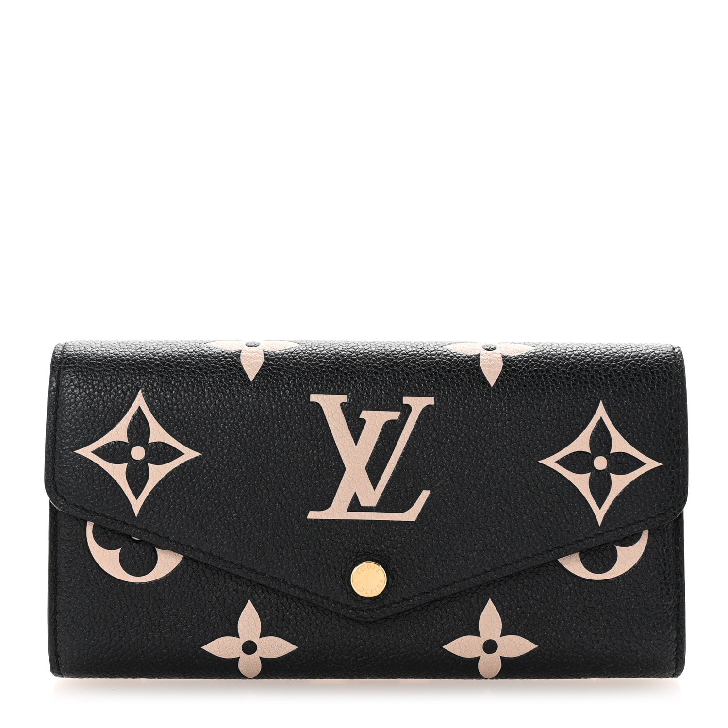 Louis Vuitton Monogram Empreinte Giant Sarah Wallet Black Beige 1 of 6