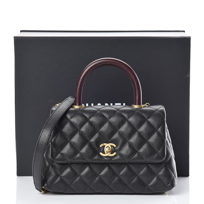 Chanel Caviar Lizard Embossed Quilted Mini Coco Handle Flap Black 10 of 10