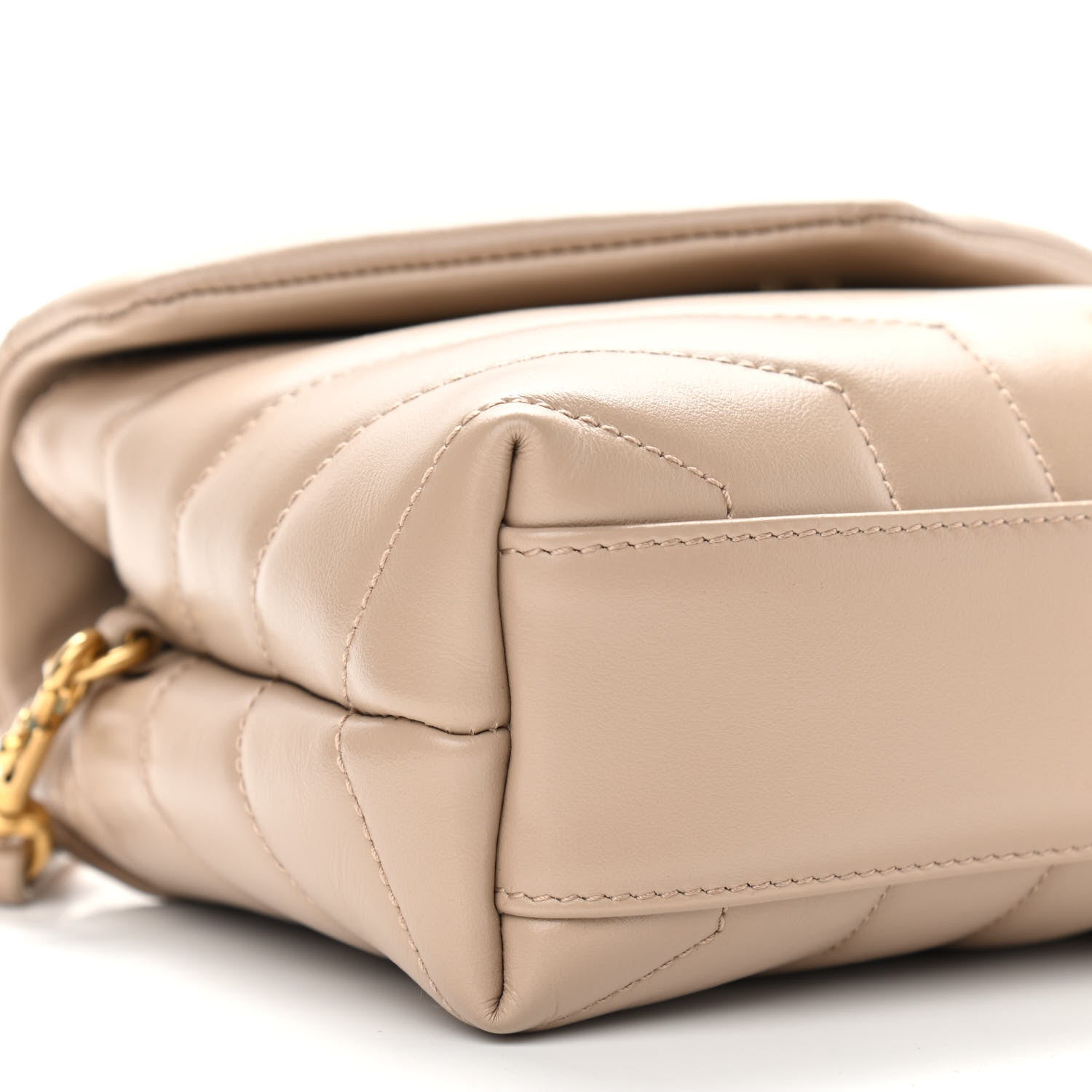 Saint Laurent Calfskin Y Quilted Monogram Toy Loulou Crossbody Bag Dark Beige 9 of 11