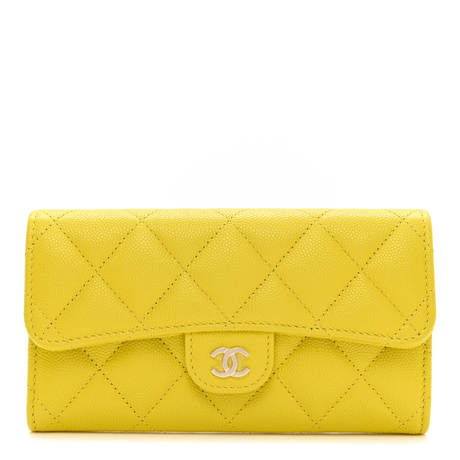 Chanel Caviar Quilted Flap Wallet Yellow 1 of 9