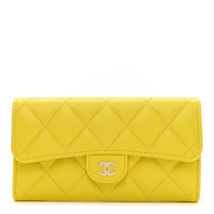 Chanel Caviar Quilted Flap Wallet Yellow 1 of 9