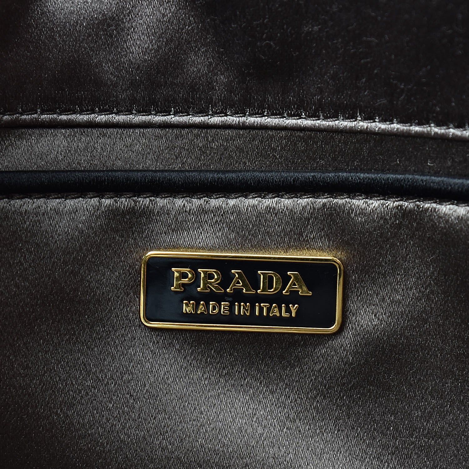 Prada Satin Pochette Clutch Fumo Gold 7 of 9