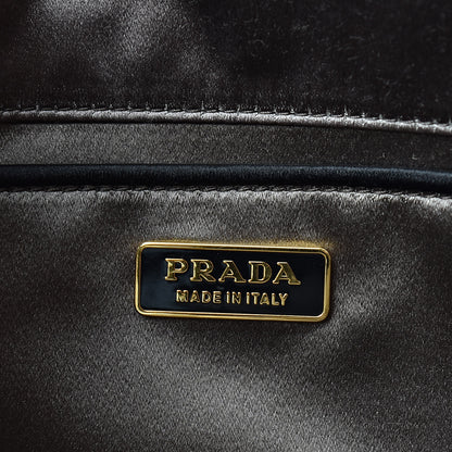 Prada Satin Pochette Clutch Fumo Gold 7 of 9