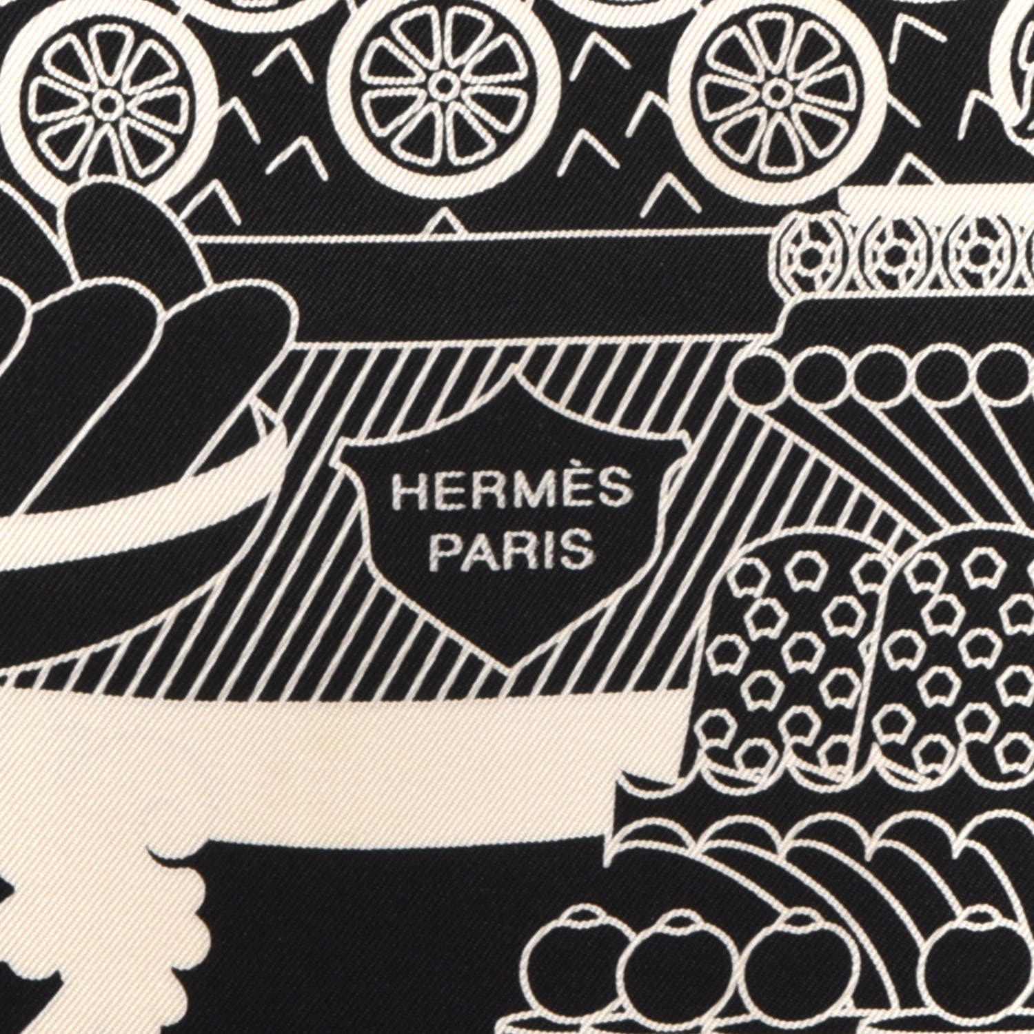 Hermes Silk La Patisserie Francaise Scarf 90 Black Creme 2 of 5