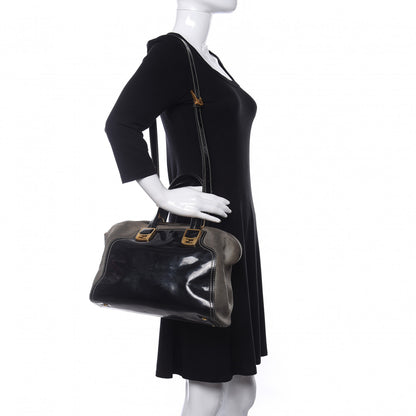 Fendi Patent Canvas Small Chameleon Tote Black 2 of 9