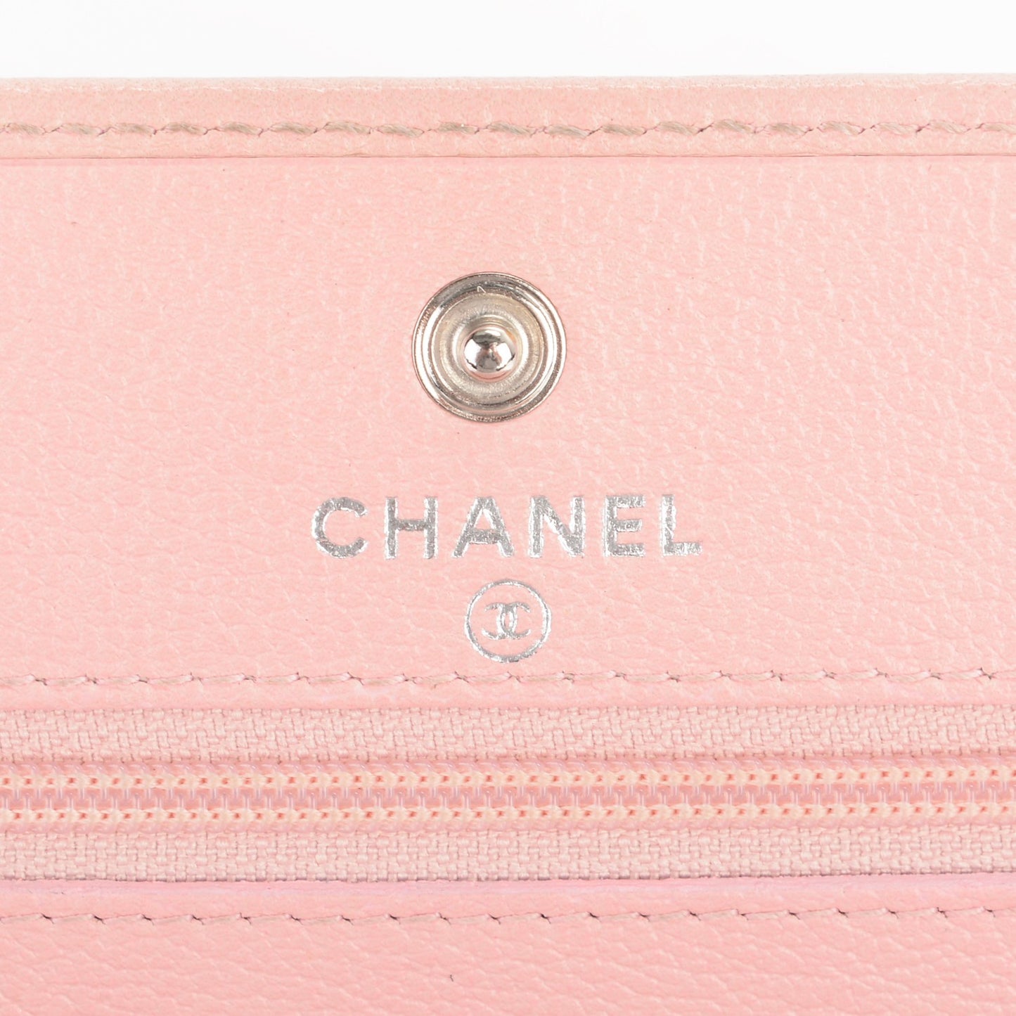 Goatskin Embossed Camellia Wallet On Chain WOC Light Pink