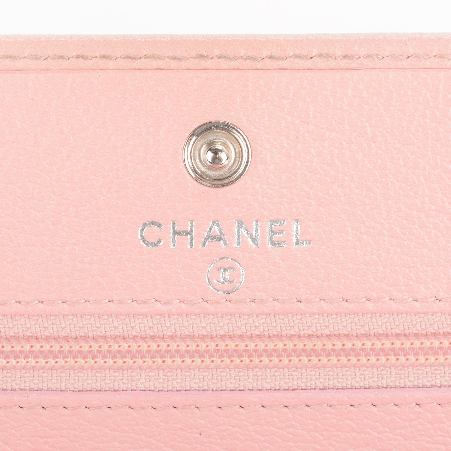 Chanel Goatskin Embossed Camellia Wallet On Chain WOC Light Pink 6 of 9