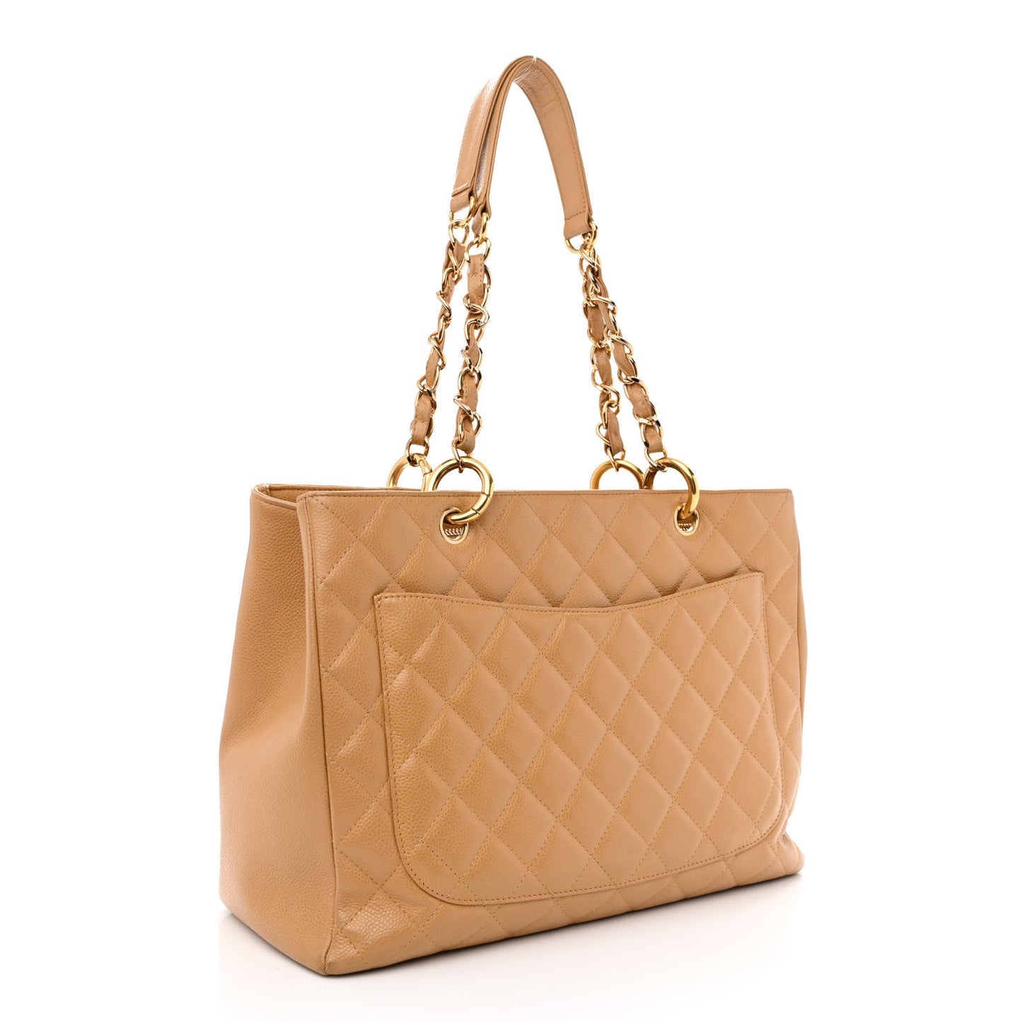 Caviar Quilted Grand Shopping Tote GST Dark Beige