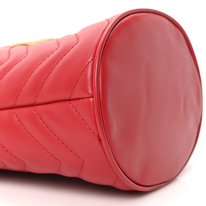 Gucci Calfskin Matelasse Mini GG Marmont 2.0 Bucket Bag Hibiscus Red 8 of 9