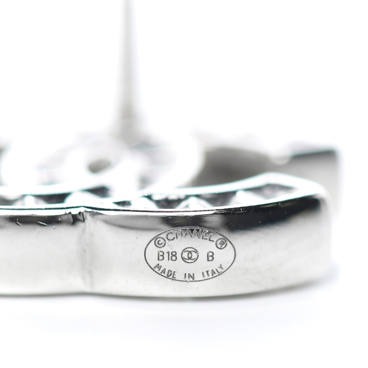 Baguette Crystal CC Earrings Silver