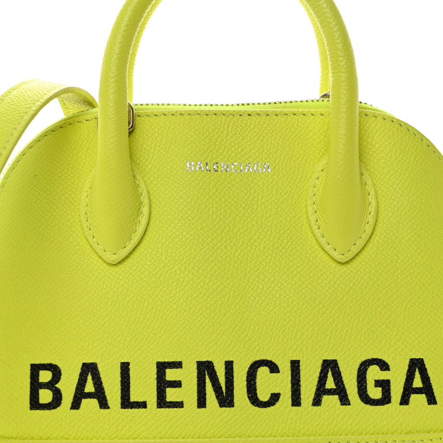Balenciaga Signature Grained Calfskin Logo XXS Ville Top Handle Bag Acid Green Black 7 of 11