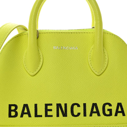 Balenciaga Signature Grained Calfskin Logo XXS Ville Top Handle Bag Acid Green Black 7 of 11